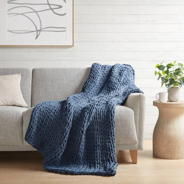 Baby blue chunky online knit blanket